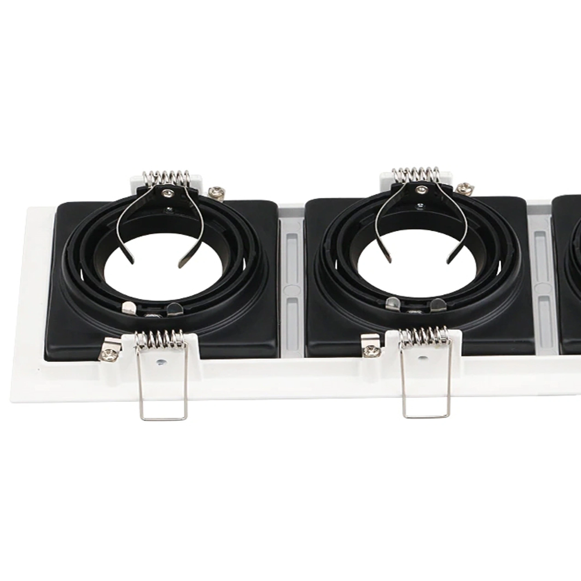 Square White and Black Matte Recessed Spotlight Frame 3xMR16 Fixture Aluminum Frame Recessed Spotlight Including GU10 Socket for LED, Halogen Ceiling Spot Recessed Lights Hole H-700-3-SQ-WH+BK - Image 3