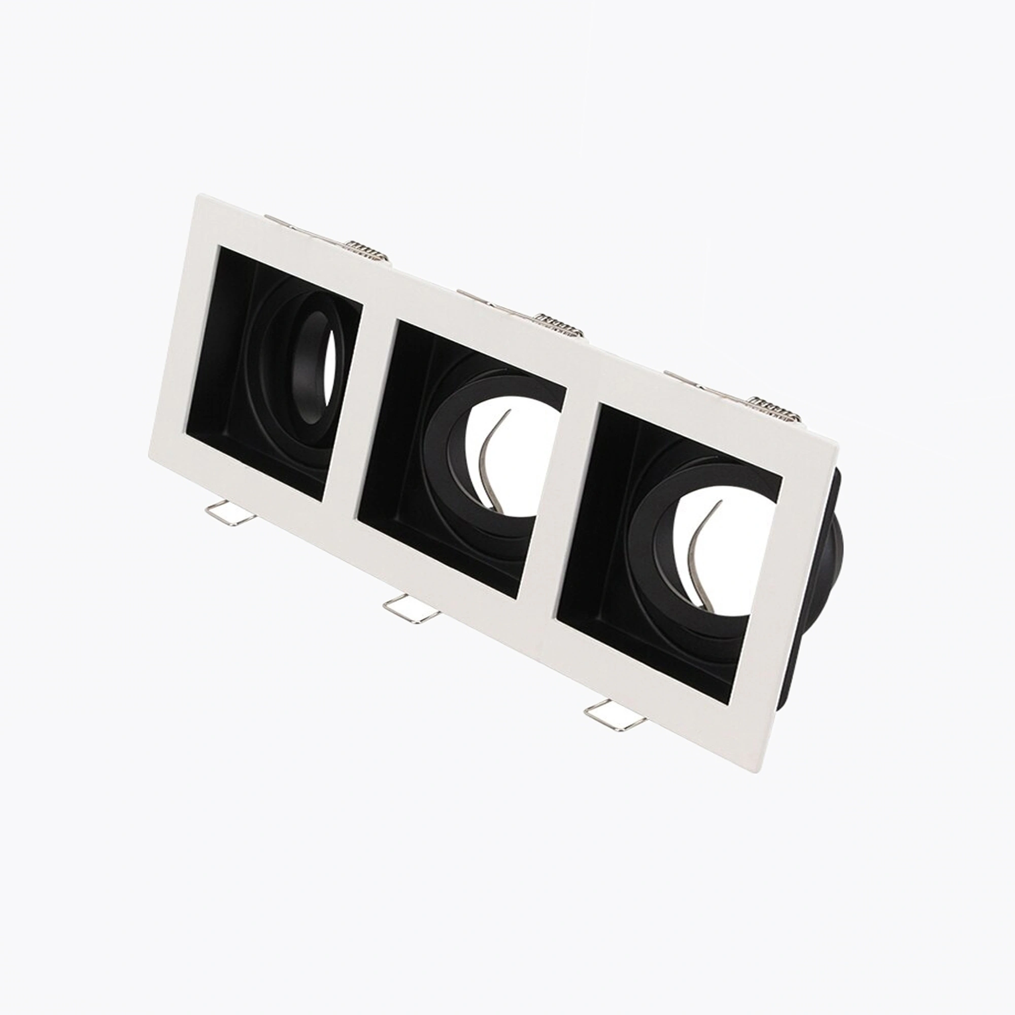 Square White and Black Matte Recessed Spotlight Frame 3xMR16 Fixture Aluminum Frame Recessed Spotlight Including GU10 Socket for LED, Halogen Ceiling Spot Recessed Lights Hole H-700-3-SQ-WH+BK - Image 4