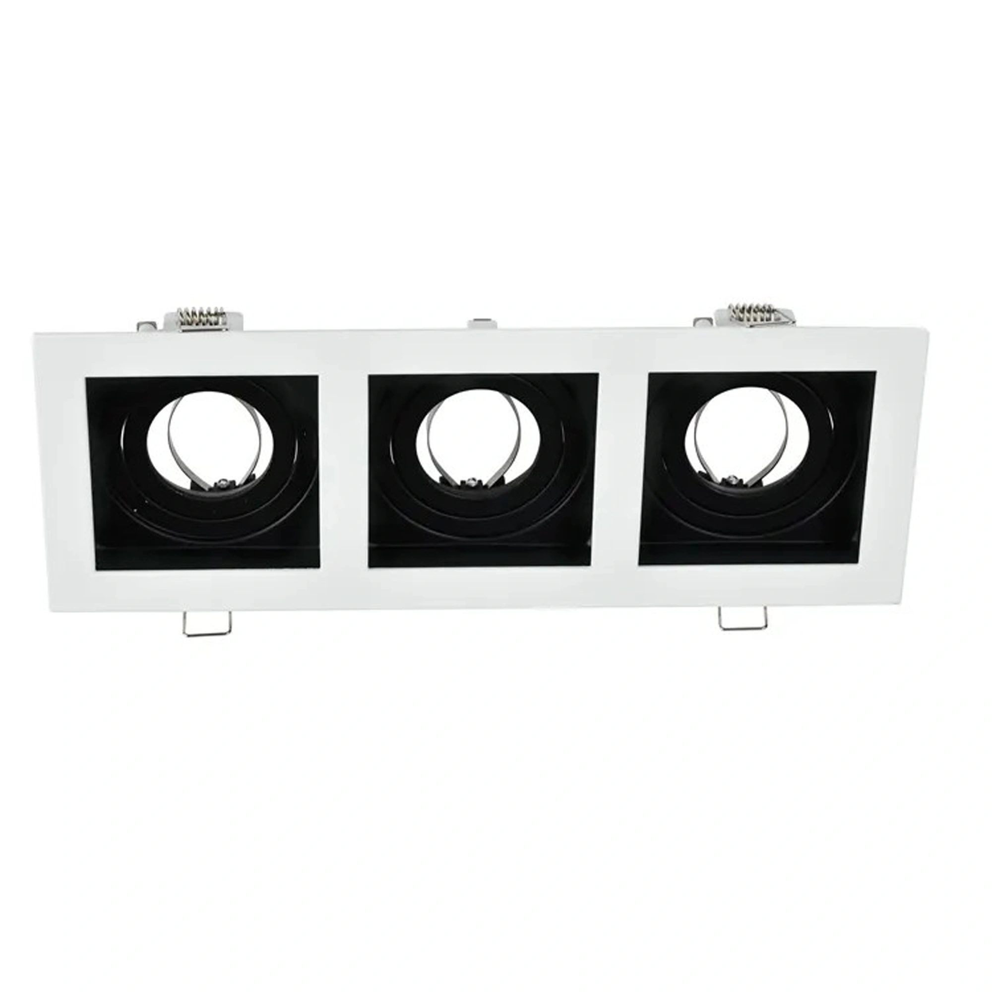 Square White and Black Matte Recessed Spotlight Frame 3xMR16 Fixture Aluminum Frame Recessed Spotlight Including GU10 Socket for LED, Halogen Ceiling Spot Recessed Lights Hole H-700-3-SQ-WH+BK - Image 2