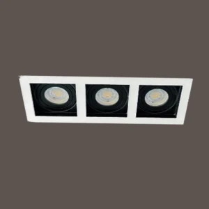 Square White and Black Matte Recessed Spotlight Frame 3xMR16 Fixture Aluminum Frame Recessed Spotlight Including GU10 Socket for LED, Halogen Ceiling Spot Recessed Lights Hole H-700-3-SQ-WH+BK
