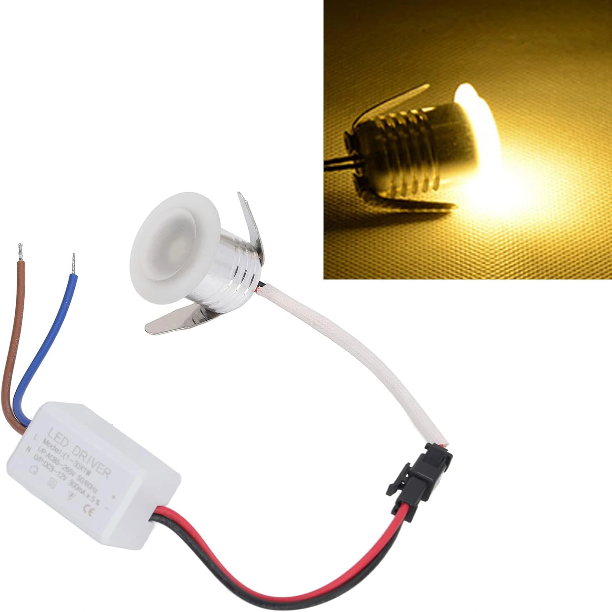 1 Watt LED Recessed Ceiling Light, Mini Recessed Spot Light, Round Shape Professional Recessed Lighting Trims in Ground Well Light for Indoor Cabinets, Display Cabinets, Storage Rooms (Warm White Light) 3000K Round with diffuser LM-04-Elsewedy - Image 3