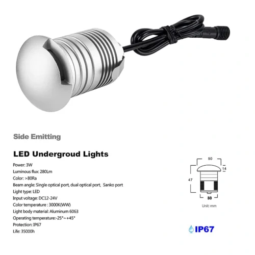 Deck Mini LED Light – 12V-24V DC, IP67 Waterproof – Warm White 3000K – Outdoor Step, Stair & Pathway Lighting – Elsewedy Landscape Accent Light – 1/2/3/4/5 Way Option - Image 10