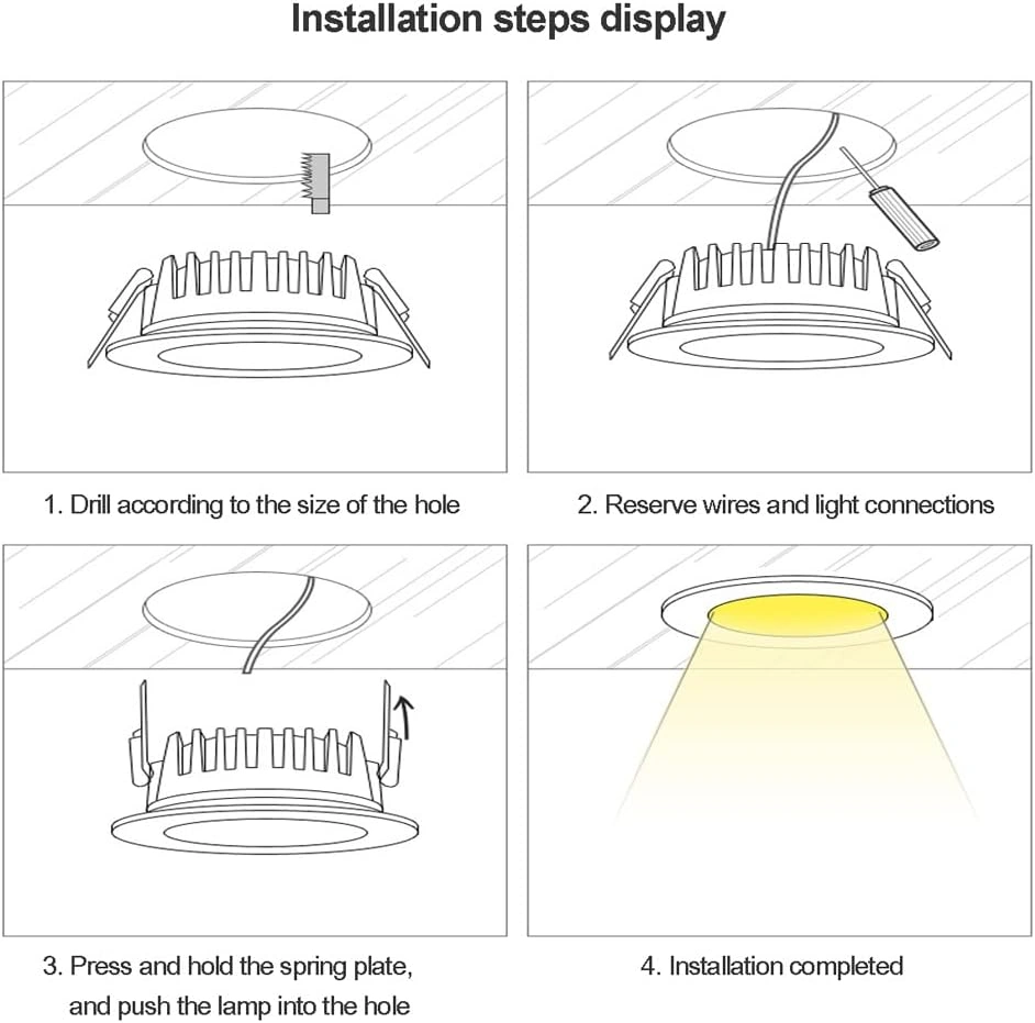 Led Spotlight 3W Recessed Ceiling Light 3 Inch Round Led Panel Down Light Spotlight Lighting Bedroom Kitchen Indoor Down Lamp Warm White Light (3w 3000K) SC003B-SPOTLIGHT - Image 5