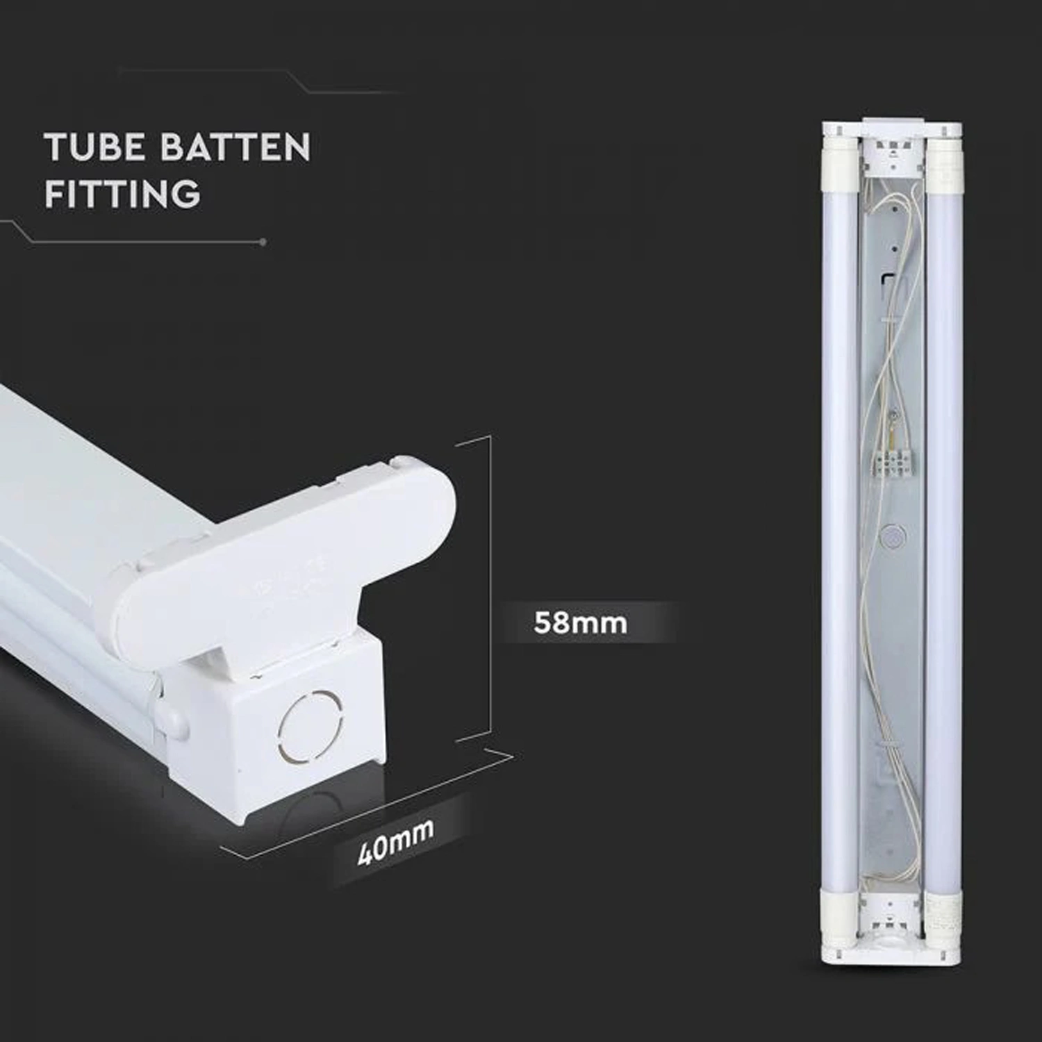 4 FT T8 LED Tube Rod Light Bracket Batten Fitting Single, Double Elsewedy - Image 3