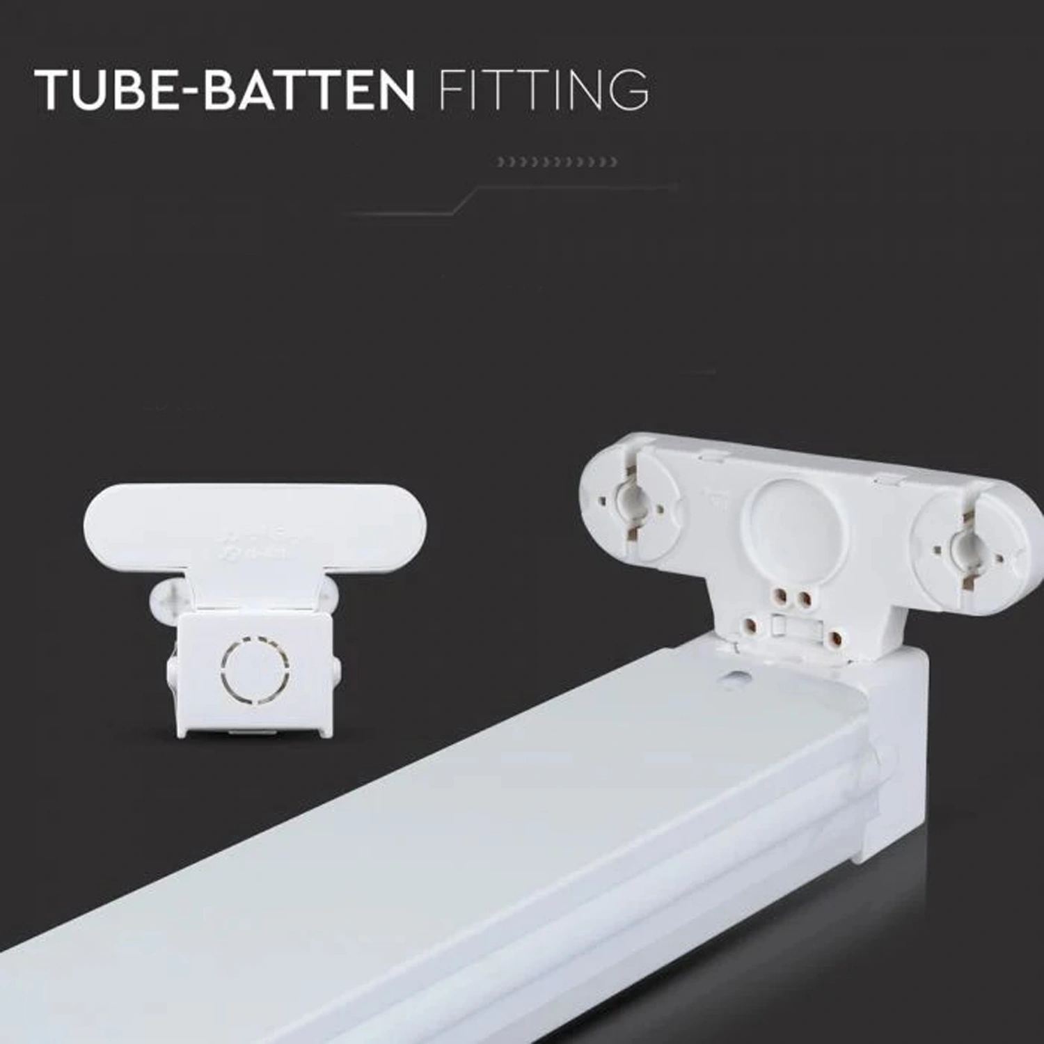 4 FT T8 LED Tube Rod Light Bracket Batten Fitting Single, Double Elsewedy - Image 2