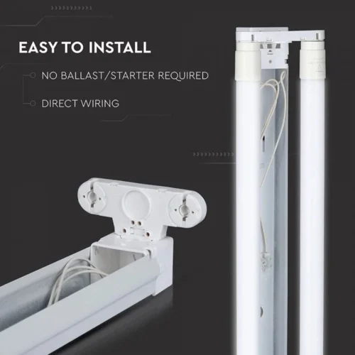 4 FT T8 LED Tube Rod Light Bracket Batten Fitting Single, Double Elsewedy - Image 4