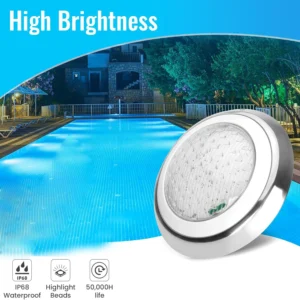 Elsewedy Ø30cm Submersible LED Pool Light, 12V 18W, Color Changing RGB & 3000K Warm White, IP68 Waterproof Underwater Light for Inground Pools, Ponds, Fountains