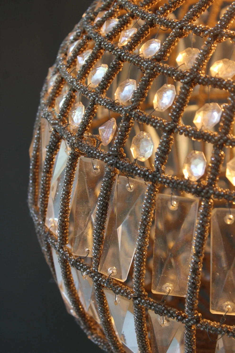 Antique Crystal Globe Chandelier, Adjustable Crystal Sphere Classic Pendant Light Fixture for Living Room Kitchen Island Bronze YG1010/30B-Elsewedy - Image 10