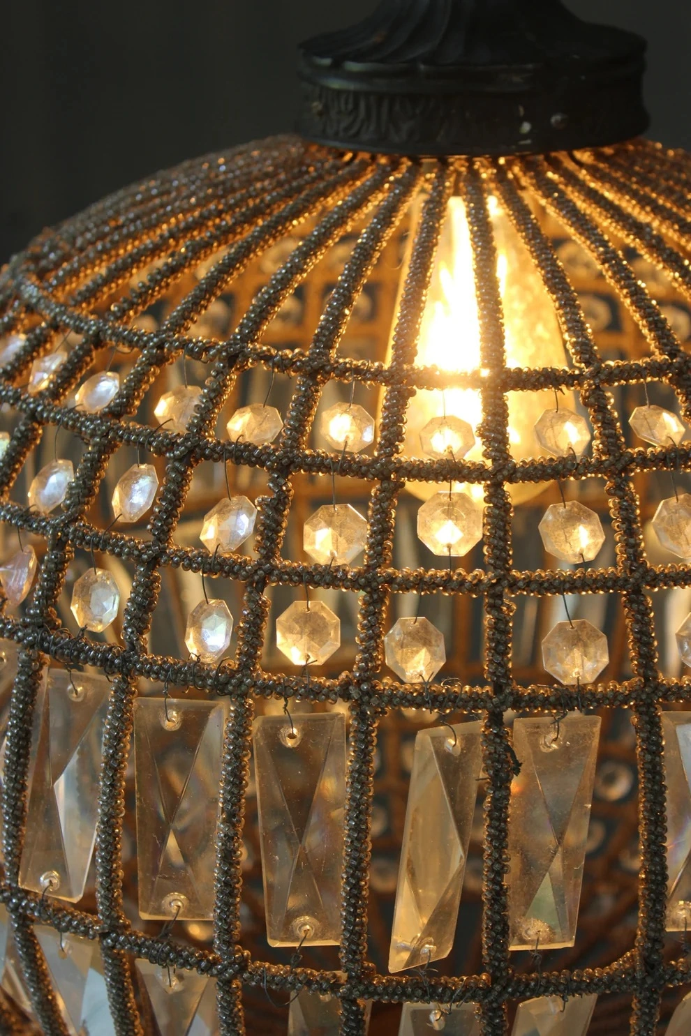 Antique Crystal Globe Chandelier, Adjustable Crystal Sphere Classic Pendant Light Fixture for Living Room Kitchen Island Bronze YG1010/30B-Elsewedy - Image 11