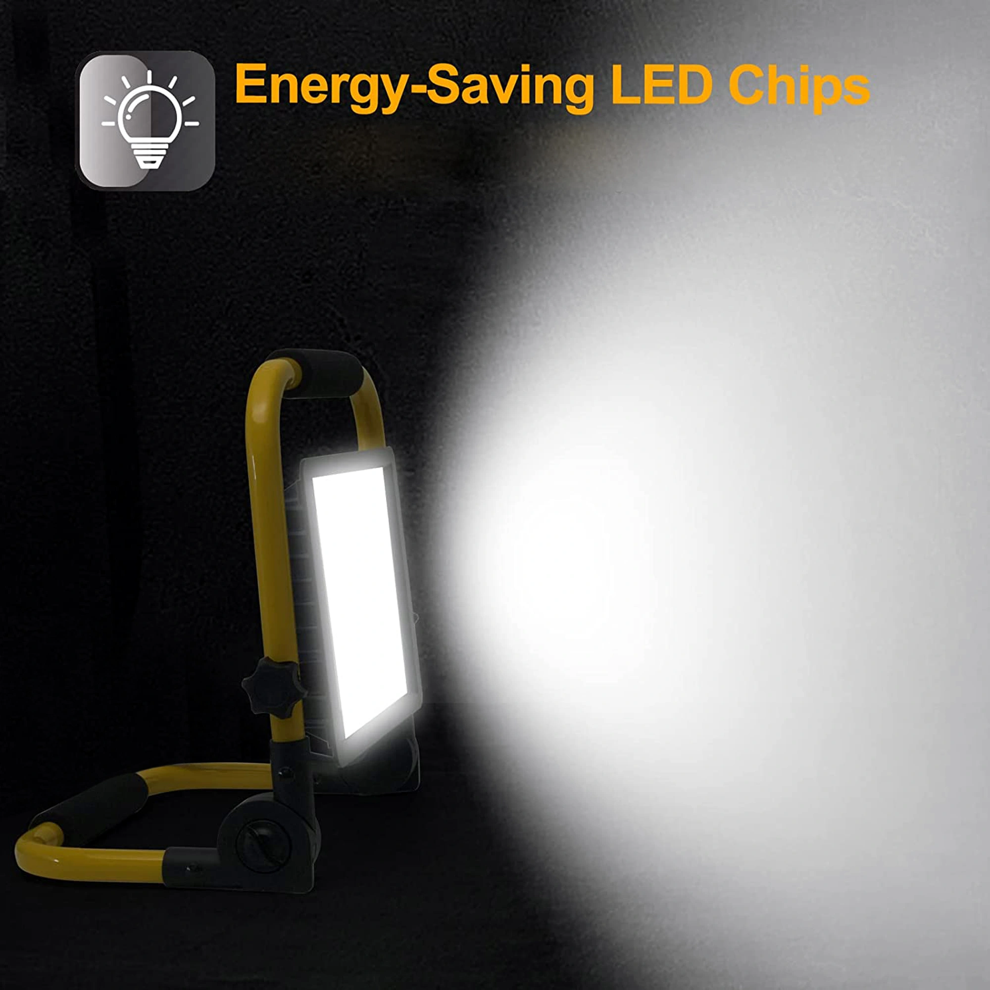 Elsewedy Camping Flood Lights COB LED Rechargeable Portable 200W Work Light Waterproof Adjustable Angle Floodlights for Outdoor BBQ Garden Hiking Emergency Car Repairing Workshop 6000K YMTGD5-CHARGELAMP-WH - Image 2