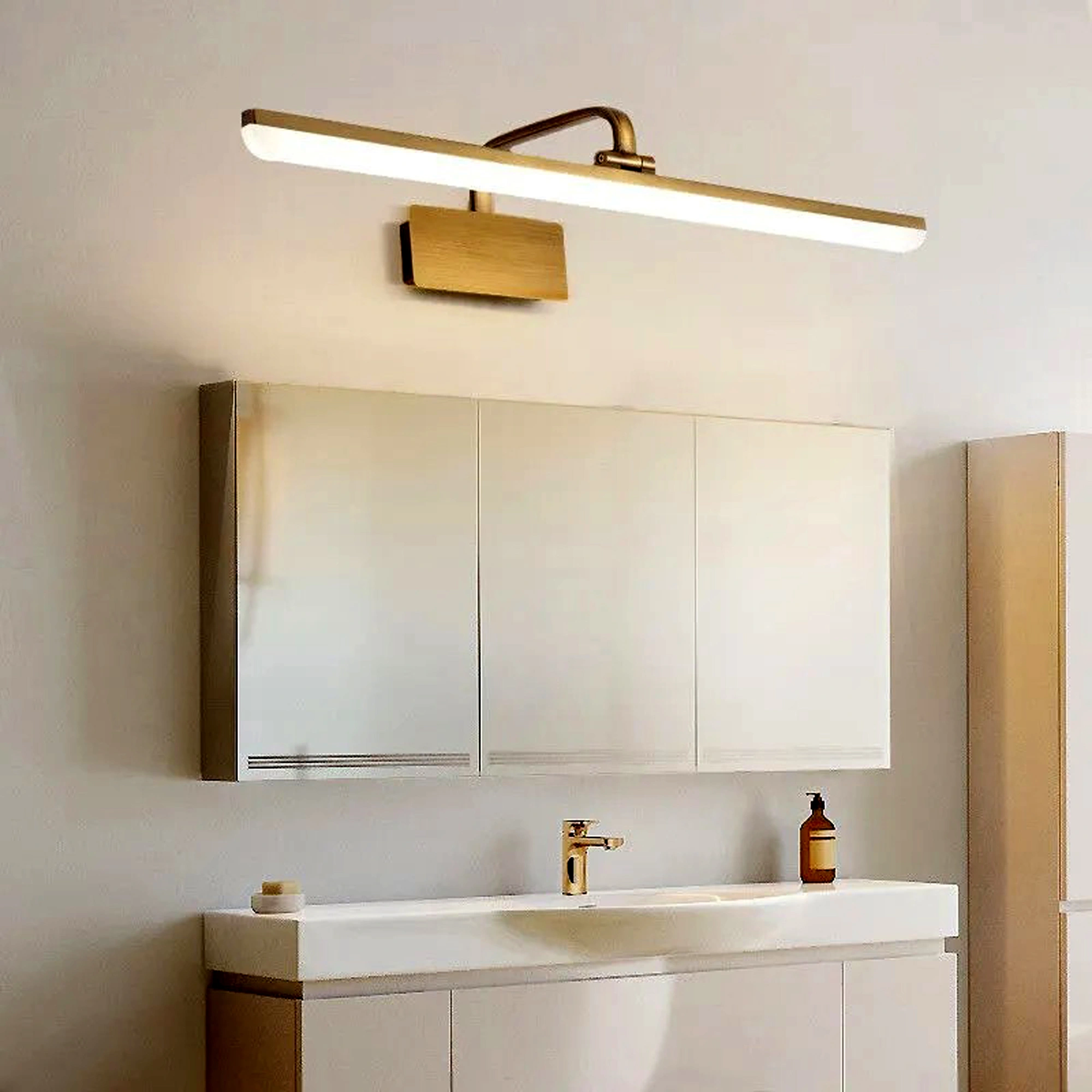 Gold Bathroom Light Fixtures Over Mirror 20W 180° Rotatable Dimmable Vanity Light Bar, Brushed Gold Bathroom Vanity Lights Above Z001-L-Elsewedy Gold Color Body